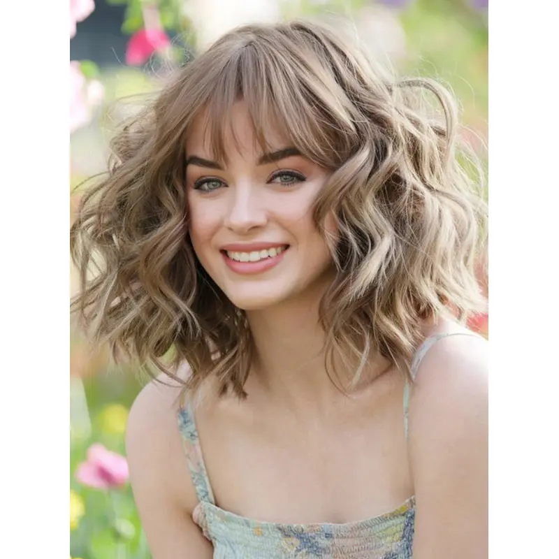 Bob Wigs With Bangs Blonde 12" Synthetic Wigs