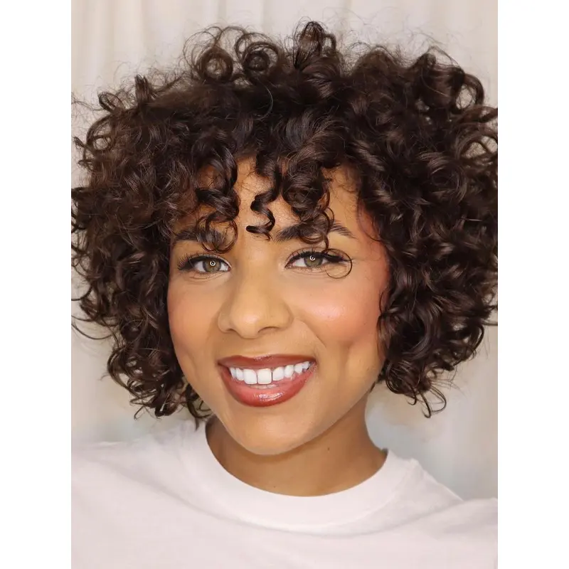 Bob Wigs With Bangs For African American Lace Front 8" Brown Wigs