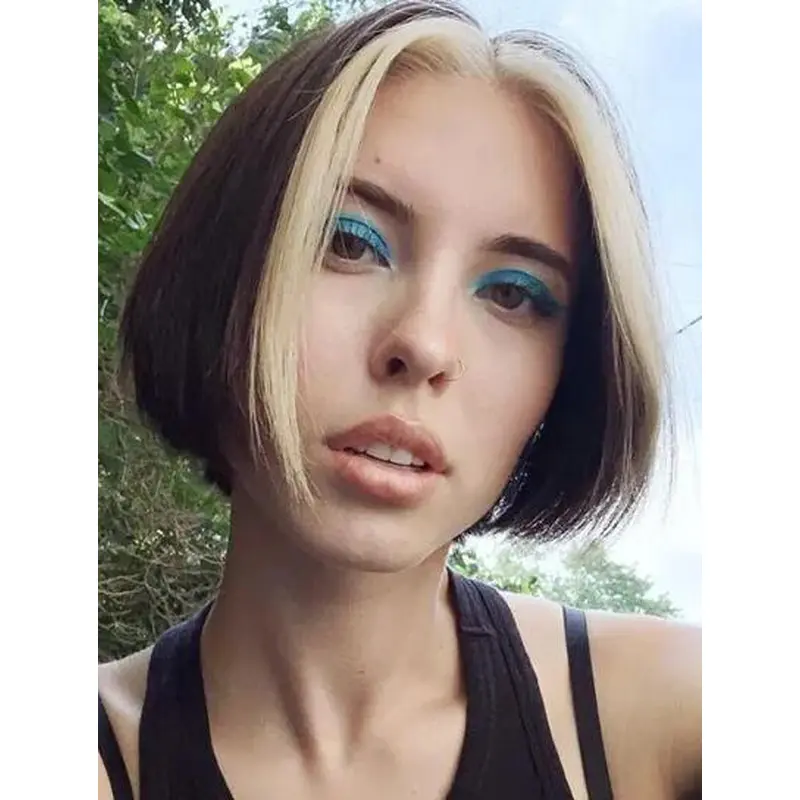 Fashion Wigs Lace Front Synthetic Straight Brown Chin Length 90s Boy Band Bob Wigs