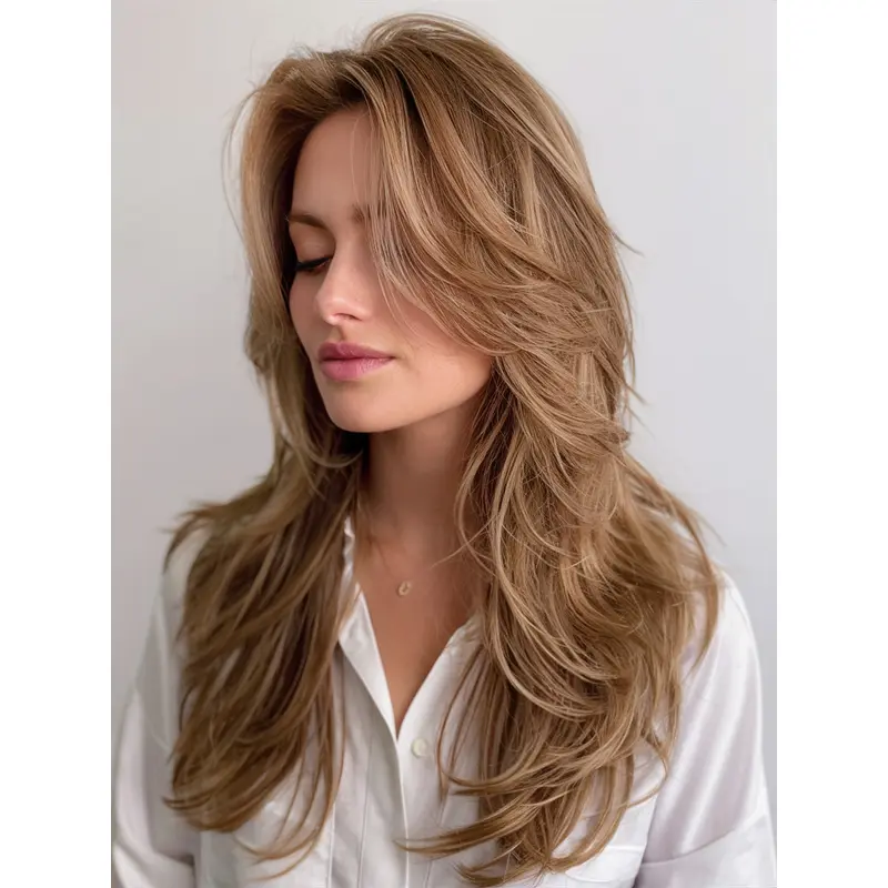 Long Hair Wig Styles Wavy Monofilament Layered 22" Wigs