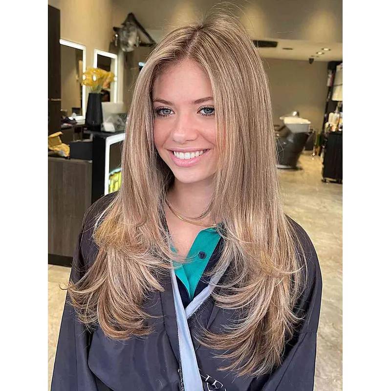 Long Wig Lace Front Wavy Wigs Layered Synthetic Wigs