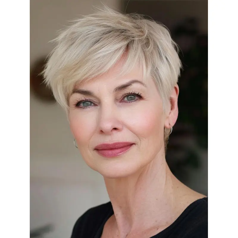 Very Short Blonde Wigs 4" Straight With Bangs Wigs