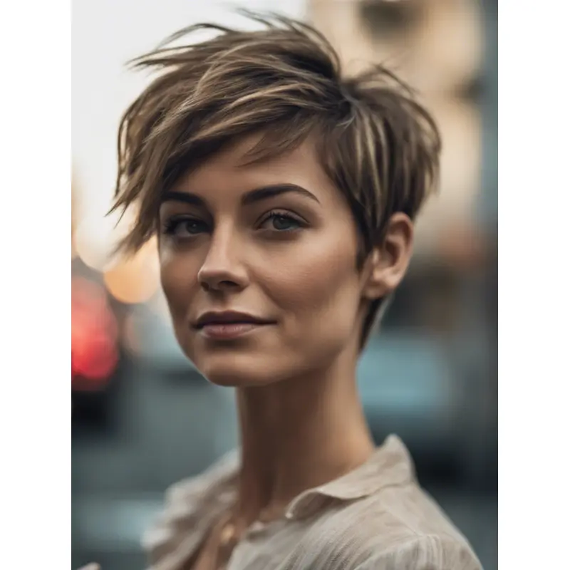 Wigs Human Hair Short 6" Boycuts Lace Front Straight Brown Wigs