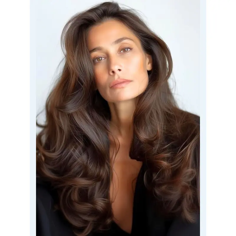 18" Wavy Lace Front Long Brown Hair Wig