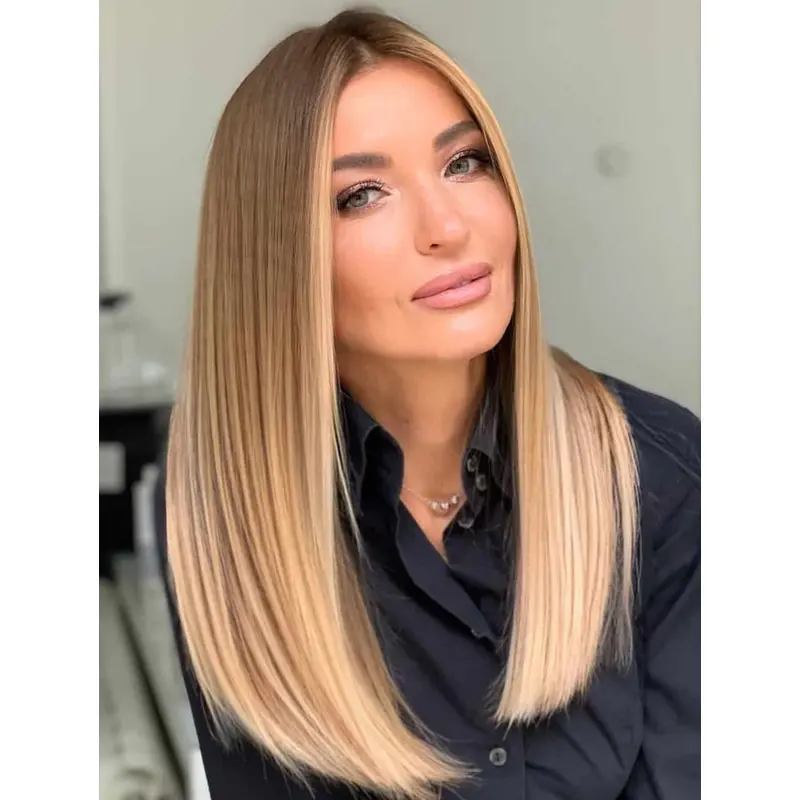 Long Blonde Wig Synthetic Without Bangs Wig Fabulous Long Straight Wigs