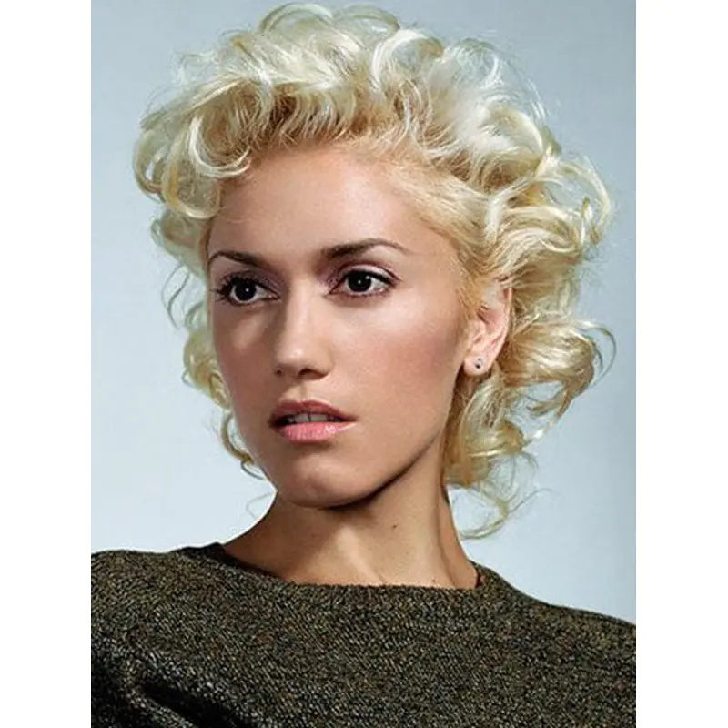 Short Blonde Curly Wigs Synthetic 8" Monofilament Wigs