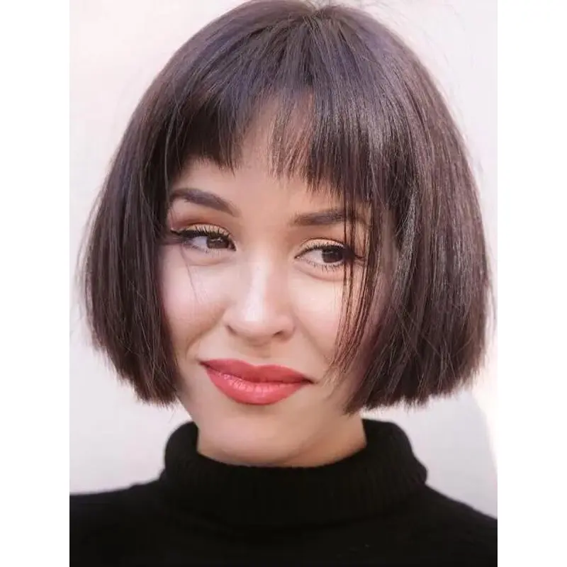 Short Cut Wigs Straight Brown Wigs Synthetic Lace Front Bob Wigs
