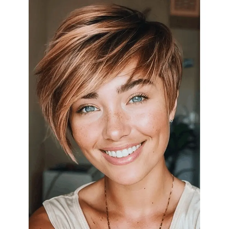 Short Haircut Wigs Synthetic Straight With Bangs Wigs