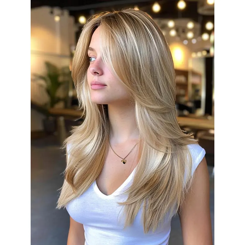 18" Monofilament Wavy Real Wigs Long