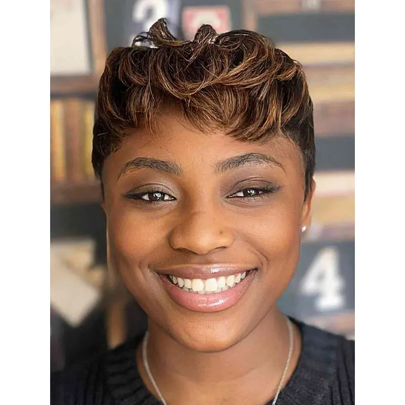 African American Short Wigs Straight Lace Front Wigs Boycuts Synthetic Wigs