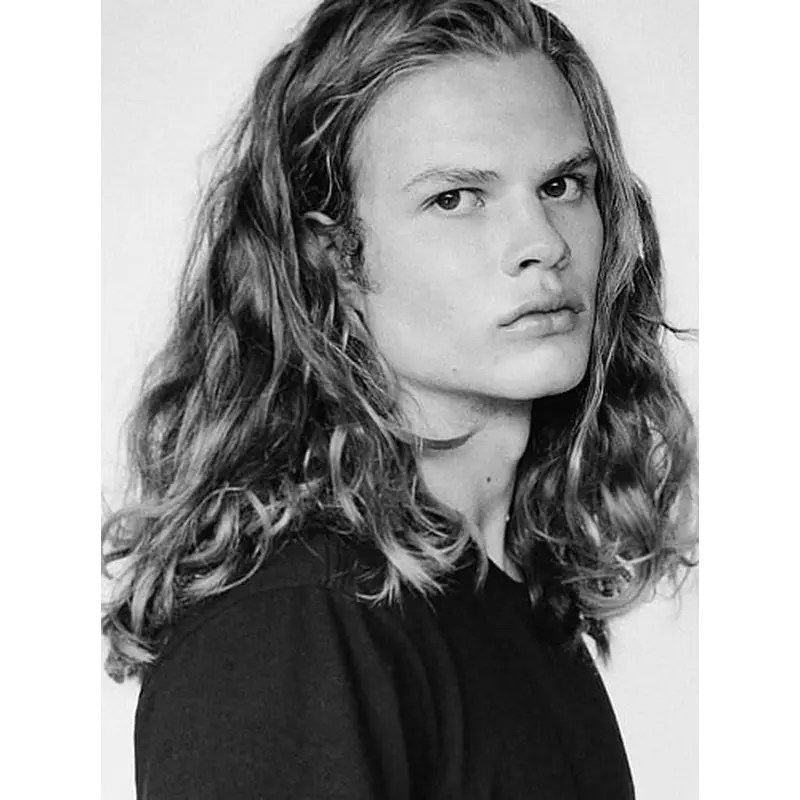 Curly Hair Wig For Men Layered Shoulder Length 12" Monofilament Wigs