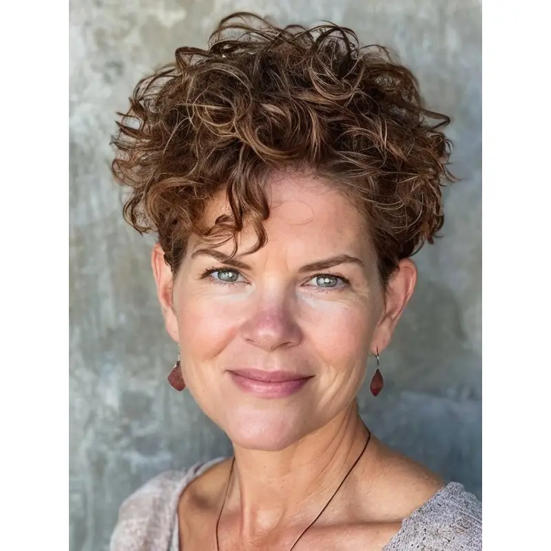 Curly Hair Wigs Short Monofilament 6" Layered Wigs