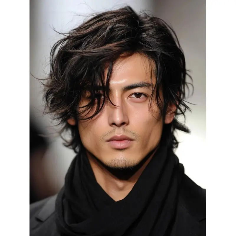 Male Wigs For Baldness Remy Human Hair Wavy With Bangs Brown Short Wigs
