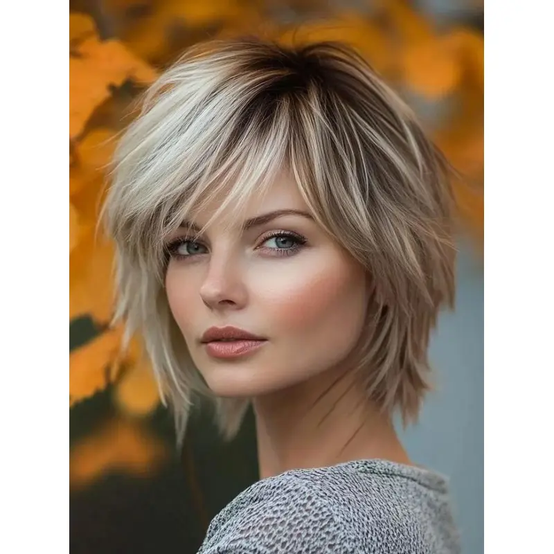 Medium Blonde Bob Wig Monofilament Synthetic Chin Length Straight 10" Wigs