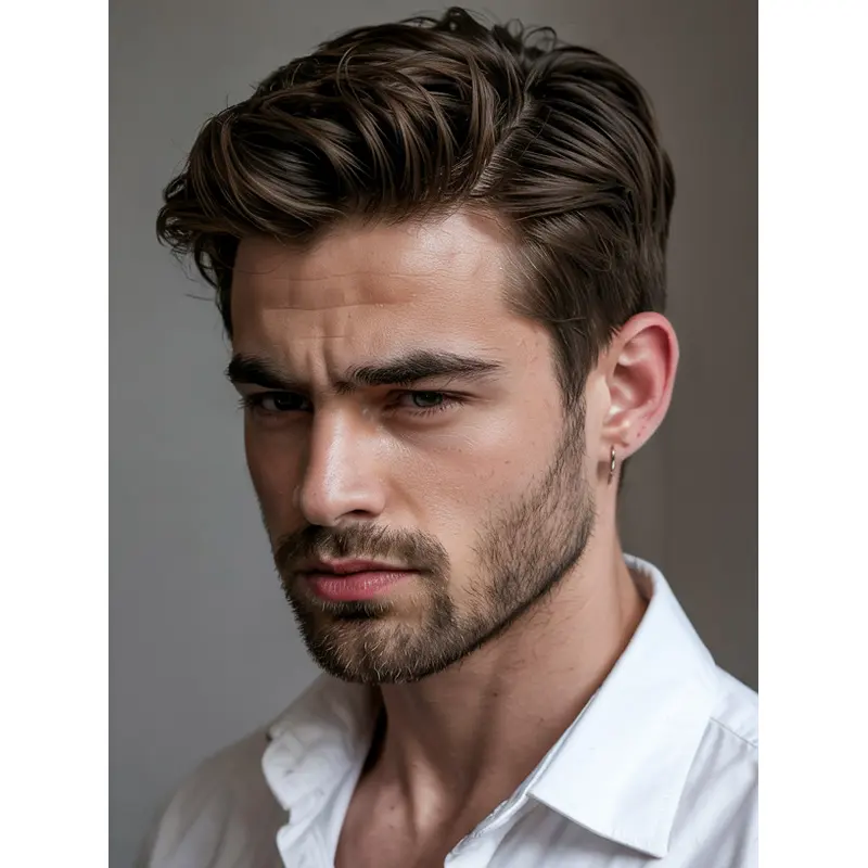 Professional Mens Wigs 4" Cropped Monofilament Boycuts Wigs