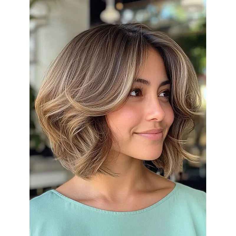 Wigs Medium Length 12" Monofilament Wavy Synthetic Layered Blonde Wigs