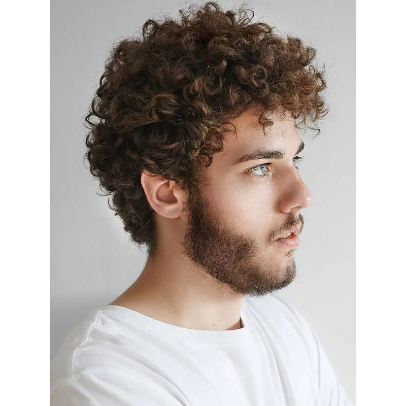 Curly Blonde Capless Short Synthetic Perfect Jewfro Man Wigs
