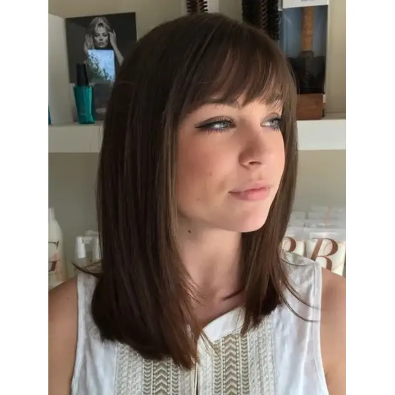 Lace Wigs Straight Brown Flexibility Synthetic Wigs Medium Wigs