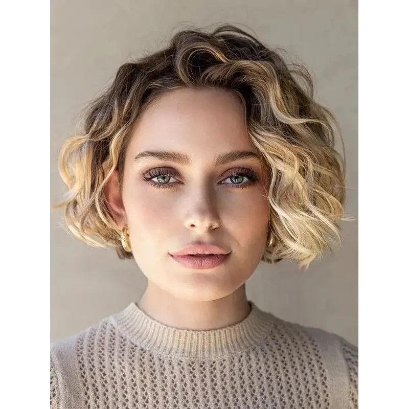 Short Curly Wigs Cropped Lace Front Wigs Synthetic Perfect Wigs
