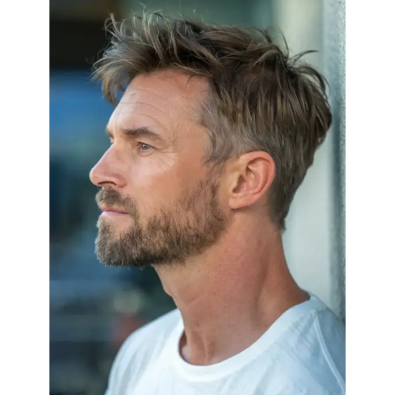 Short Hair Wig Male 4" Straight Lace Front Layered Wigs