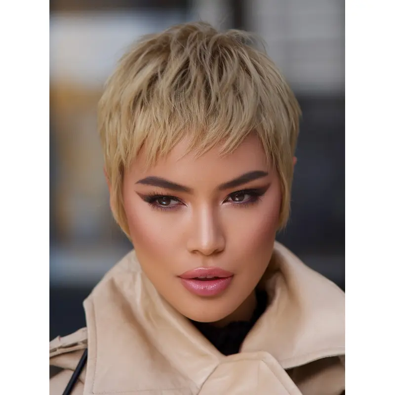 Short Natural Wigs Boycuts Straight Lace Front Blonde 6" Wigs