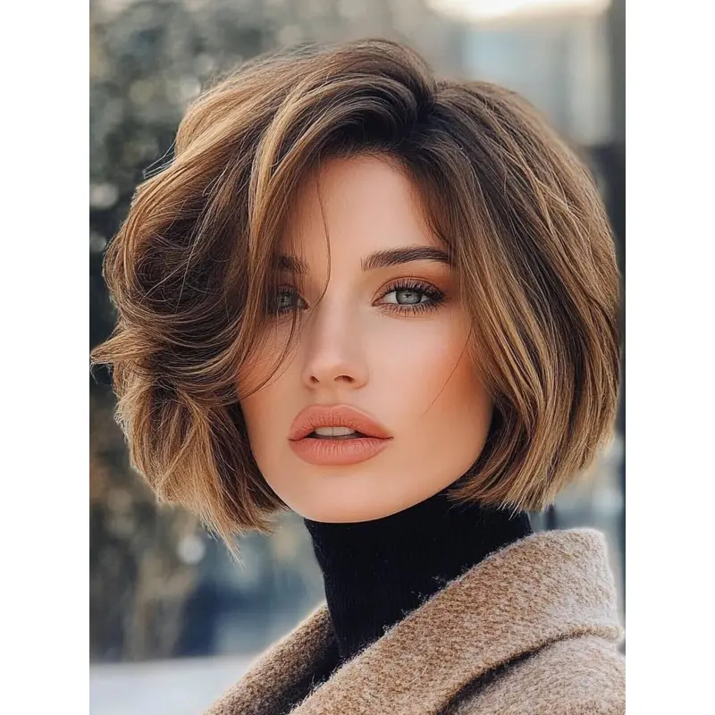 Synthetic Blonde Bob Wig 10" Wavy Lace Front Chin Length Wigs