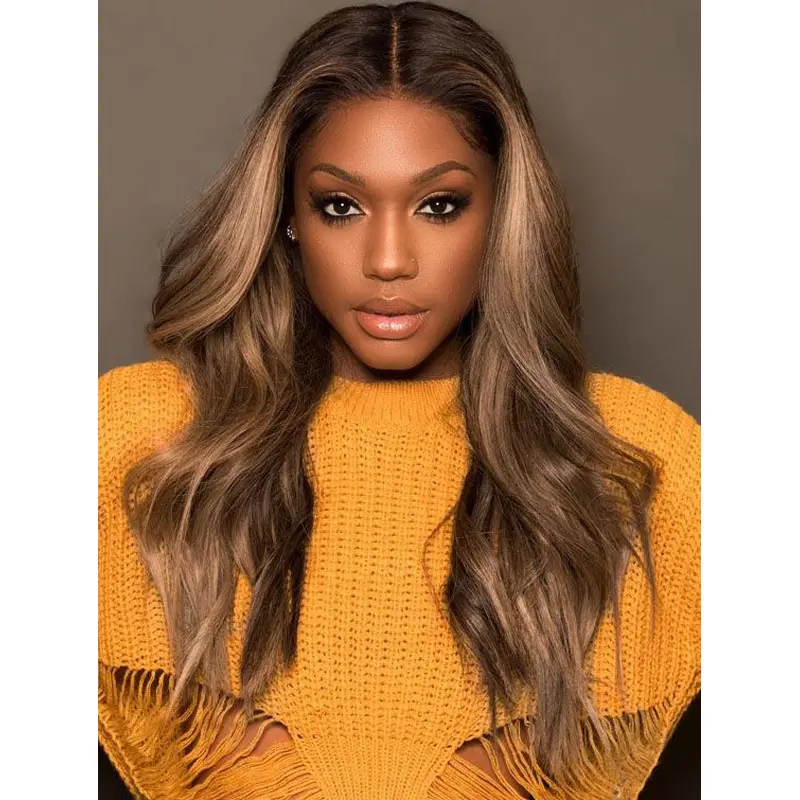 African American Wigs Online Long Lace Front Wigs Without Bangs Wavy Wigs