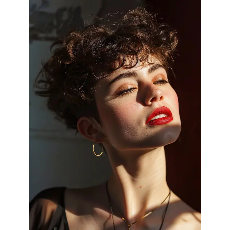 Curly Short Wigs Brown Synthetic Boycuts 6" Lace Front Wigs