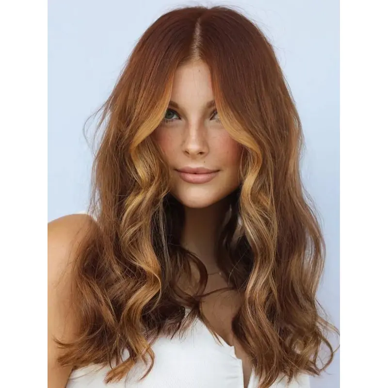 Long Brown Wigs Modern Synthetic Lace Front Wig Wavy Long Wigs
