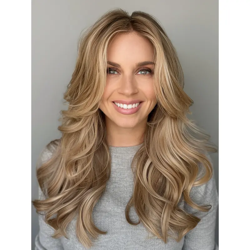 Long Hair Wigs Wavy Monofilament Layered 20" Wigs