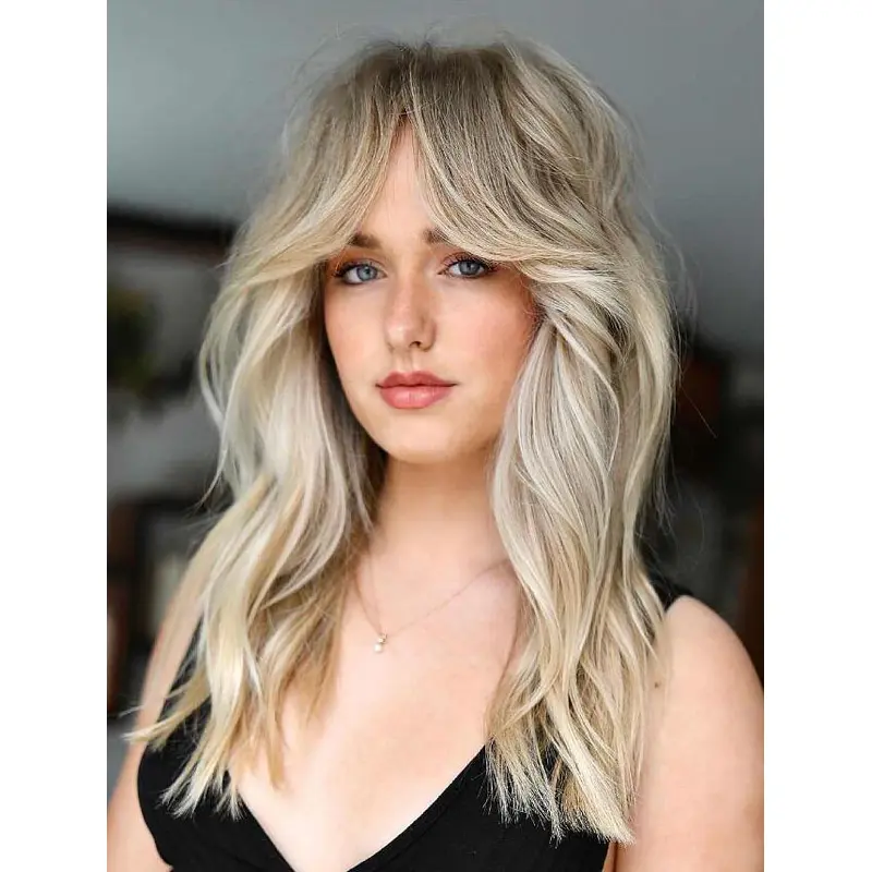 Long Layered Wigs Blonde Human Hair Lace Wig Wavy Wigs Long Hair