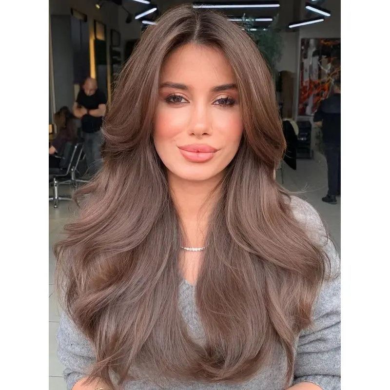 Long Wigs For White Women 20" Brown Synthetic Monofilament Wigs