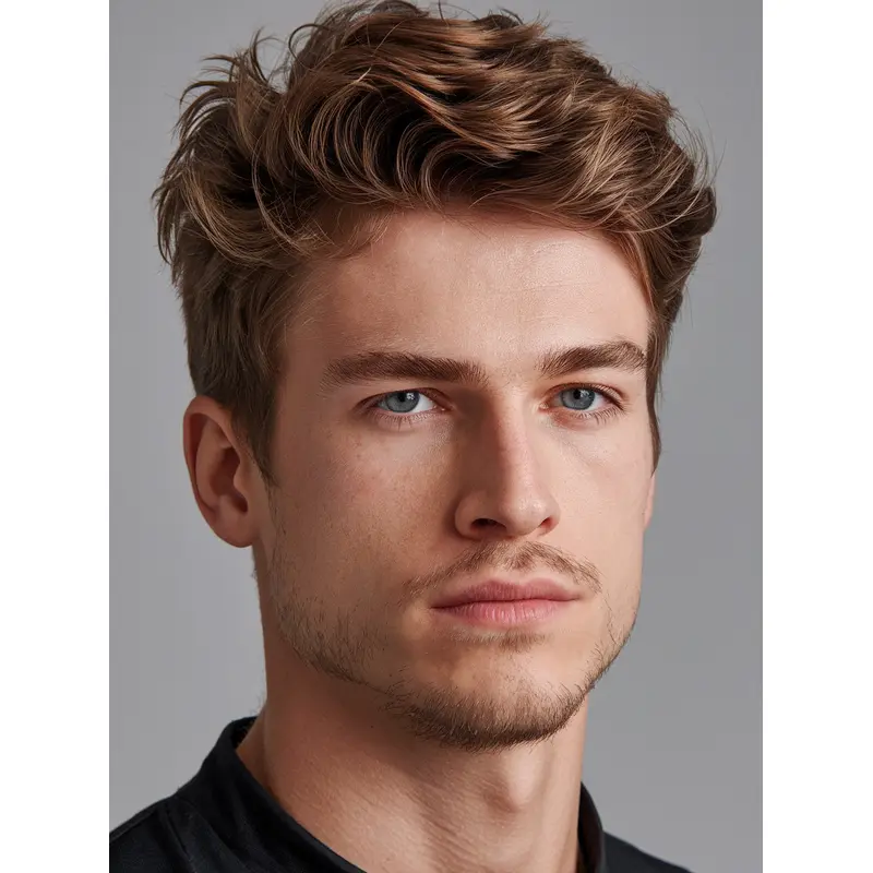 Mens Real Hair Wigs 4" Wavy Monofilament Boycuts Wigs