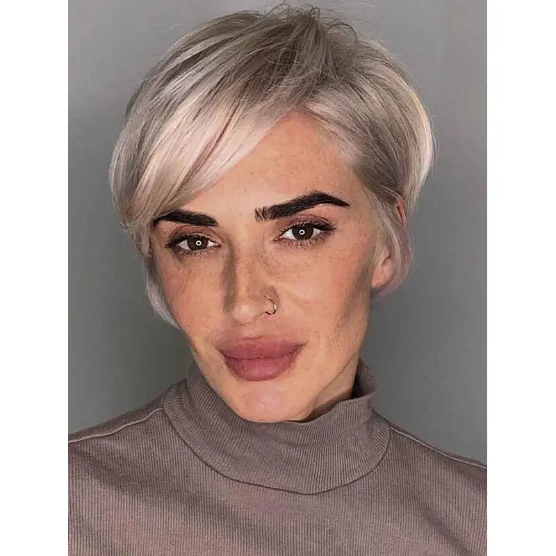 Short Bob Hairstyles Straight Blonde Lace Front Short Bobs Side Bangs Wigs