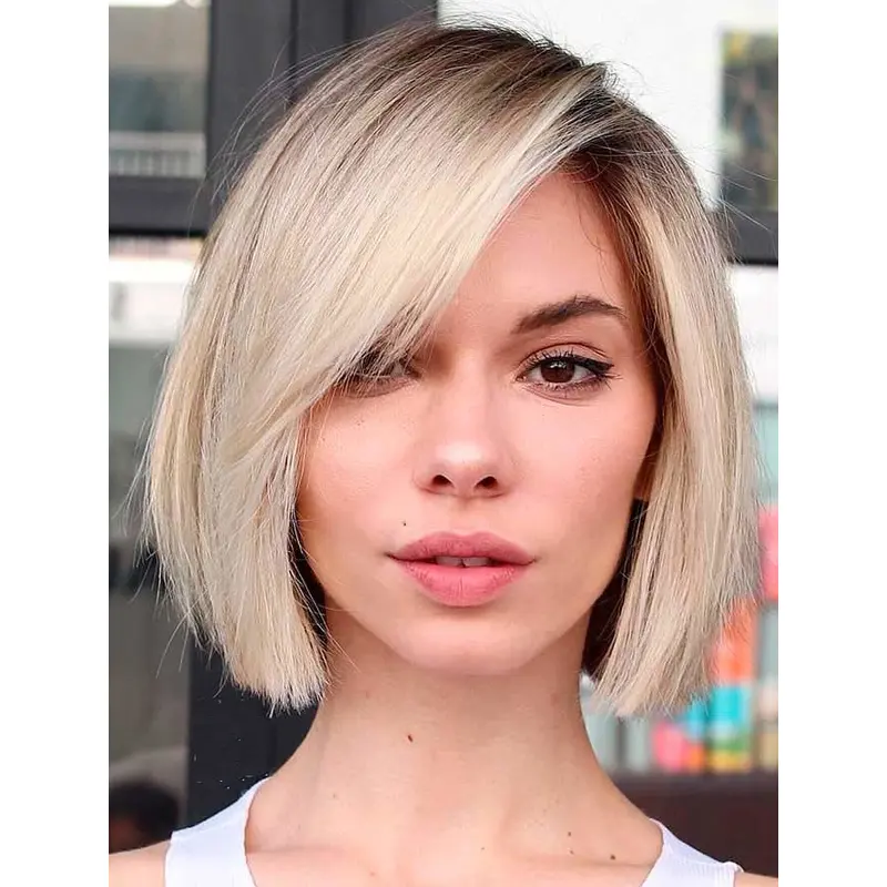 Short Bob Wigs Straight Blonde Synthetic Wigs Lace Front Short Wigs