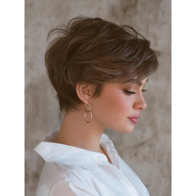 Short Wigs For White Women 6" Boycuts Lace Front Brown Straight Wigs