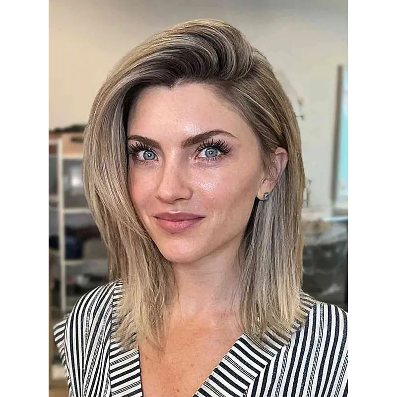Wigs Shoulder Length Lace Straight Wigs Without Bangs Synthetic Wigs