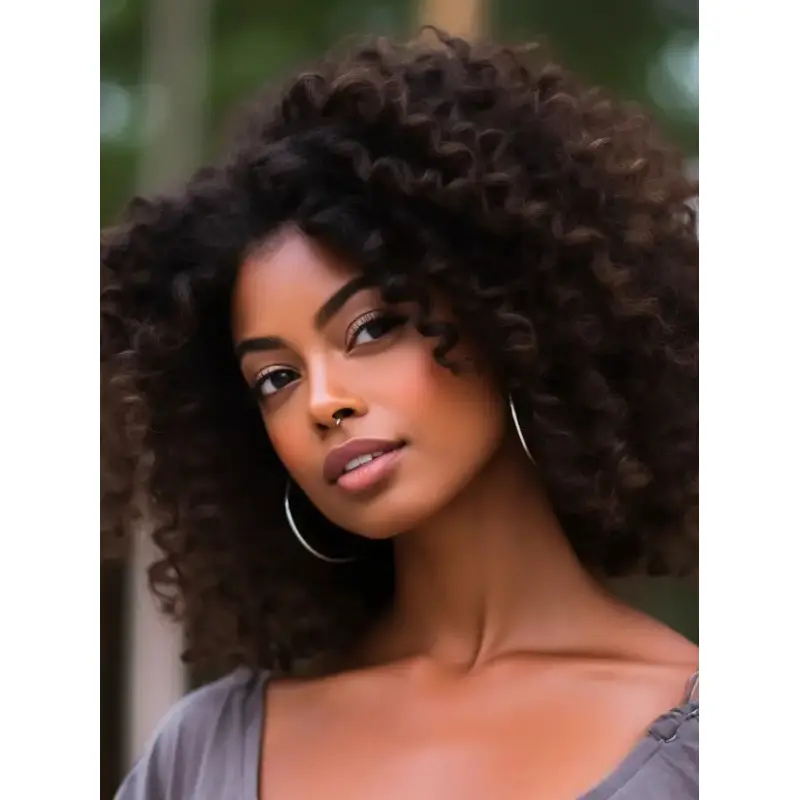 African American Synthetic Wigs Brown Kinky 14" Wigs