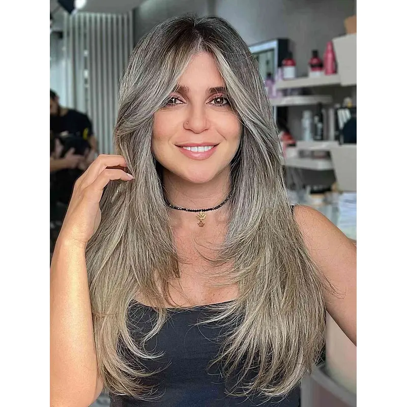 Long Hair Wigs For Women Layered Lace Wigs Straight Synthetic Wigs