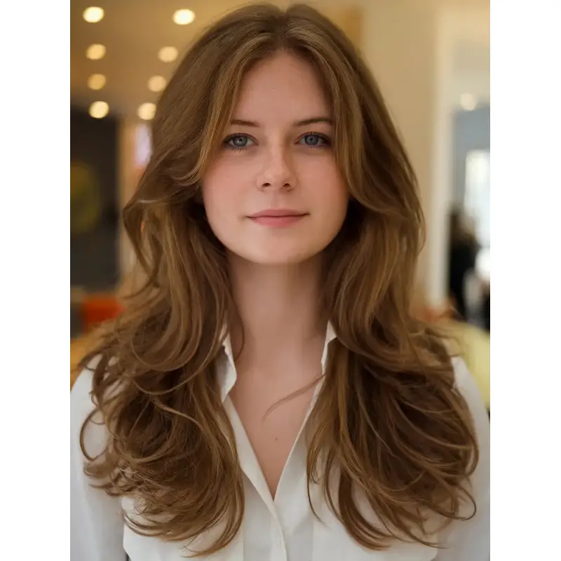 Long Real Hair Wigs Layered Monofilament 20" Wigs