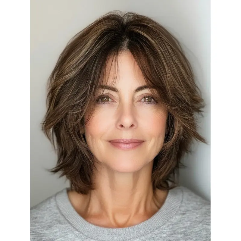 Medium Brown Bob Wig Straight Synthetic 12" Shoulder Length Monofilament Wigs