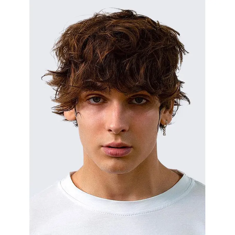 Mens Wig Lace Front Blonde With Bangs Short Wigs