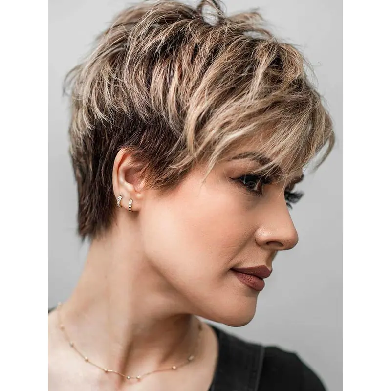 Natural Looking Short Wigs Cropped Blonde Synthetic Wig Straight Short Pixie Wigs