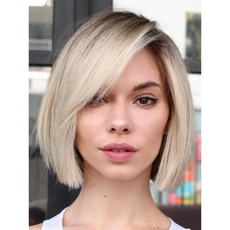 Short Blonde Wigs Monofilament Straight Synthetic 10" Wigs