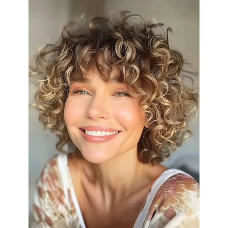 Short Curly Wig Styles 10" Curly With Bangs Wigs