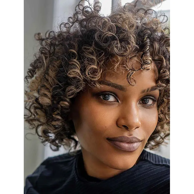 Short Curly Wigs For Black Women Lace Front Brown Wigs Layered Synthetic Wigs