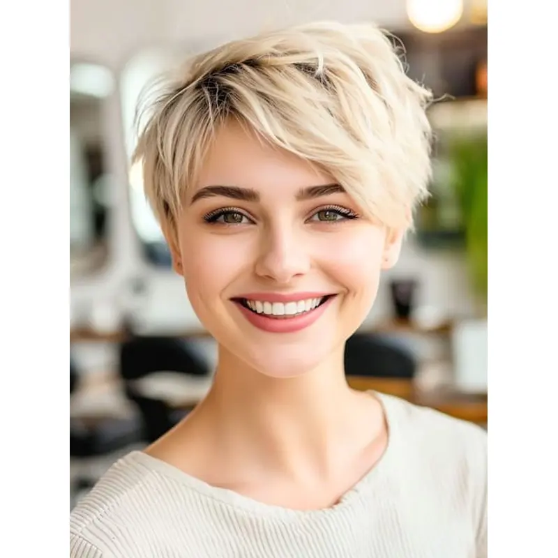 Short Human Hair Lace Front Wigs Blonde Straight 4" Wigs