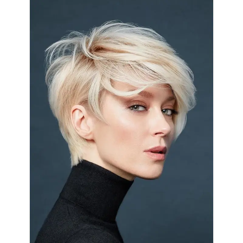 Short Wigs Synthetic Wavy Lace Front Pixie Wigs Short Blonde Wig