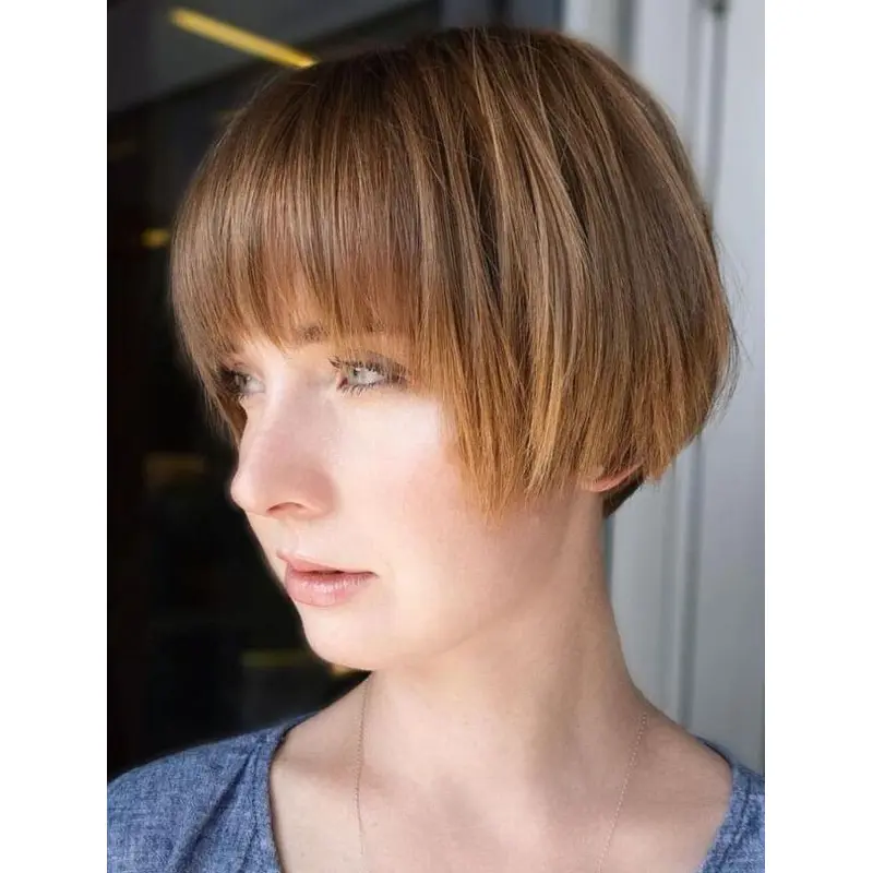 Wigs For Women Layered Synthetic Wigs Straight Choppy With Bangs Lace Wigs