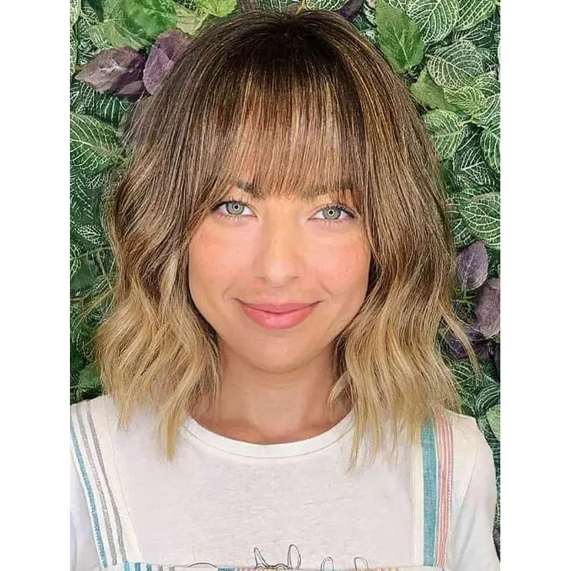 Wigs Women Lace Front Blonde Synthetic Wavy Bob Wigs
